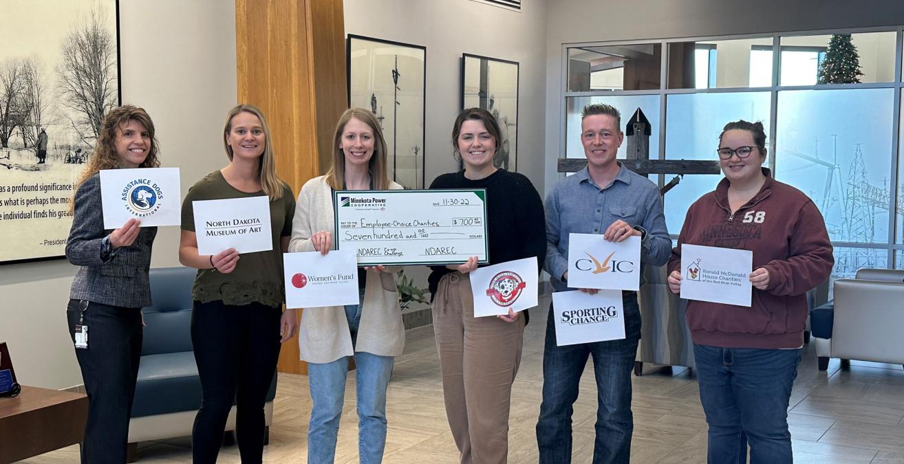 minnkota power cooperative's theresa brorby, sadie gilbraith, kaylee cusack, emily windjue, robert bob foote, brianna munson