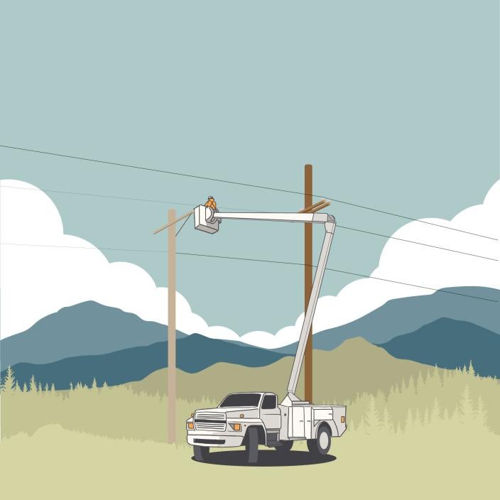 Footer Truck Powerlines - Blue